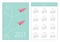 Pocket calendar 2017 year. Week starts Sunday. Flat design Vertical orientation Template. Two flying paper planes. Heart dash line