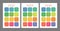 Pocket calendar 2022, 2023 and 2024 years. Portrait orientation. English colorful vector set. Vertical template. Design collection