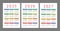 Pocket calendar 2025, 2026 and 2027 years. Portrait orientation. English colorful vector set. Vertical template. Design collection