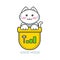 Pocket cute cat asian emoji icon for good mood