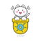 Pocket cute cat asian emoji icon for laugh