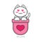 Pocket cute cat asian emoji icon for in love mood