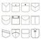 Pocket Thin Line Black Icon Set. Vector