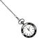 Pocket watch on chain on white. Top view