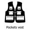 Pockets vest icon, simple black style