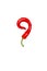 Pod of hot chili pepper in a curved shape like a question mark, isolated