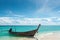 Poda Island, view of the wooden boat long tail from the sandy be
