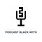 podcast black with speaker icon, symbol simple retro style logotype graphic art design concept of on air record for entertainment