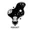 Podcast concept. Retro microphone with abstract space background. Graphic black illustration, lettering. Cosmos, stars, planet.