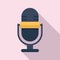 Podcast home microphone icon, flat style