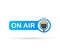 Podcast icon like on air live. Podcast. Badge, icon, stamp, logo. Radio broadcasting or streaming. Vector illustration.