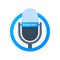 Podcast icon like on air live. Podcast. Badge, icon, stamp, logo. Radio broadcasting or streaming. Vector illustration.