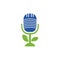 Podcast leaf nature ecology vector logo design.