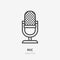 Podcast line icon, vector pictogram of microphone. Audio illustration, sign for music studio