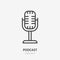 Podcast line icon, vector pictogram of retro microphone. Audio illustration, sign for music studio