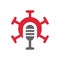 Podcast logo with virus symbol, studio mic and MERS corona virus disease, novel coronavirus illustration