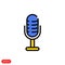 Podcast.The microphone icon in a fashionable flat style