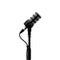 Podcast microphone on a tripod  a black metal dynamic microphone