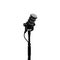 Podcast microphone on a tripod a black metal dynamic microphone back view product photo