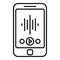 Podcast phone playing icon, outline style