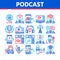 Podcast And Radio Collection Icons Set Vector