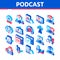 Podcast And Radio Isometric Icons Set Vector