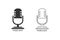 Podcast radio line icon set illustration. Studio table microphone broadcast text podcast