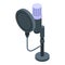 Podcast studio microphone icon, isometric style