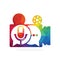 Podcast talk video vector logo design.