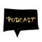 Podcast text. Logo emblem. Vector color design