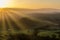 Podere Belvedere villa at sunrise,San Quirico d`Orcia, Italy