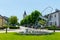 PODERSDORF AM SEE, AUSTRIA, JUNE 17, 2016: view of the main square of the austrian town podersdorf am see situated on