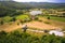 Podgaric WW2 monument and lake aerial view