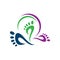 podiatric foot print foot care logo design vector icon illustration template