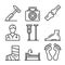 Podiatrist icons set, outline style