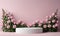 Podium background flower rose product pink 3d spring table beauty stand display nature white