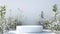 Podium flower product white 3d spring table beauty stand display nature white