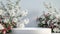 Podium flower product white 3d spring table beauty stand display nature white
