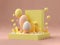 Podium platform 3d, yellow pastel spring color, easter eggs, product display and showcase, promotion, generative AI