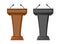 Podium rostrum with microphone for debate, speech, press conference, dispute, audience. Podium tribune with empty place for