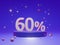 The podium shows up to 60% off discount concept banners, promotional sales, and super shopping offer banners. 3D rendering