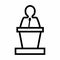 Podium Speech, Business Politic Talk Dialog Icon On White Background