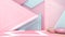 Podium Triangular Modern Geometric shapes Creative Abstract composition and minimal art Concept on Pink - Blue wall background