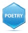 Poetry crystal blue hexagon button