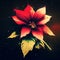 poinsettia flower on a dark background in retro style. AI generated