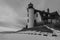 Point Betsie Lighthouse in Michigan black and white