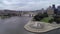 Point State Park with Fountain in Pittsburgh, Pennsylvania. Business District and Allegheny River in Background with Skyscapers