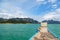 Point of view of Cheow Lan lake from long tail boat at Khao Sok National Park