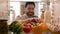 Point of view POV inside refrigerator hungry Caucasian man guy male chef open fridge with healthy vegetables choosing