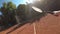 Point of view of tennis player in slow motion